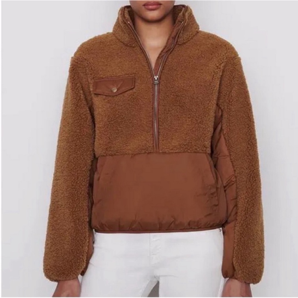 Frame Brown Sherpa Quarter Zip/ Half Zip Fleece